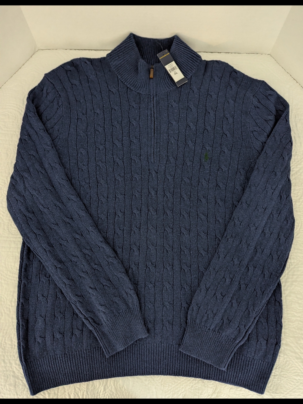 Ralph Lauren Navy Cable-Knit Half-Zip Sweater